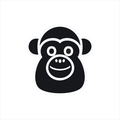 monkey silhouette illustration, a Portrait of a monkey isolated on a white background. Vector Head of Chimpanzees in line art style.