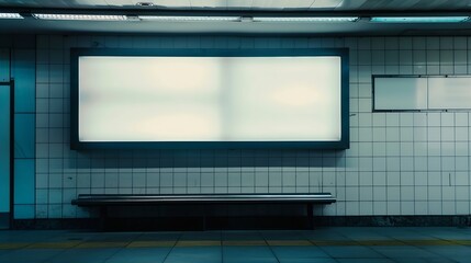 Blank billbord mock up on the wall in subway station Advertising concept : Generative AI