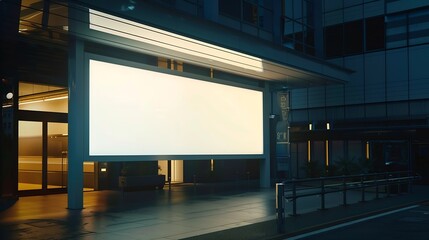 Blank billboard in showcase on evening street mock up : Generative AI