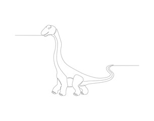 Continuous line drawing of brontosaurus. One line of brontosaurus. dinosaur concept continuous line art. Editable outline