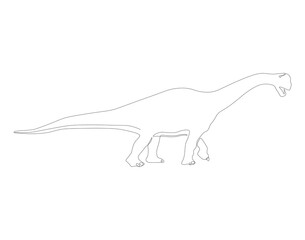 Continuous line drawing of brontosaurus. One line of brontosaurus. dinosaur concept continuous line art. Editable outline