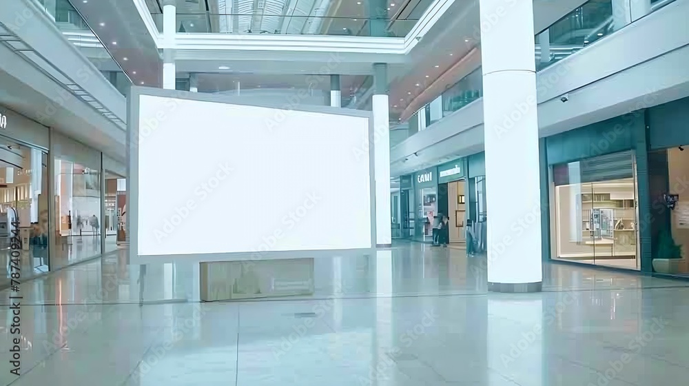 Poster empty billboard for mock up in modern shopping mall : generative ai