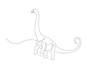 Continuous line drawing of brontosaurus. One line of brontosaurus. dinosaur concept continuous line art. Editable outline