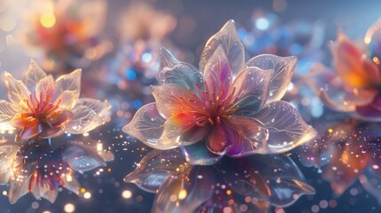 Ethereal Glow: Surreal Digital Art of Luminescent Flowers