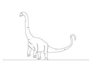 Continuous line drawing of brontosaurus. One line of brontosaurus. dinosaur concept continuous line art. Editable outline