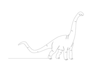Continuous line drawing of brontosaurus. One line of brontosaurus. dinosaur concept continuous line art. Editable outline