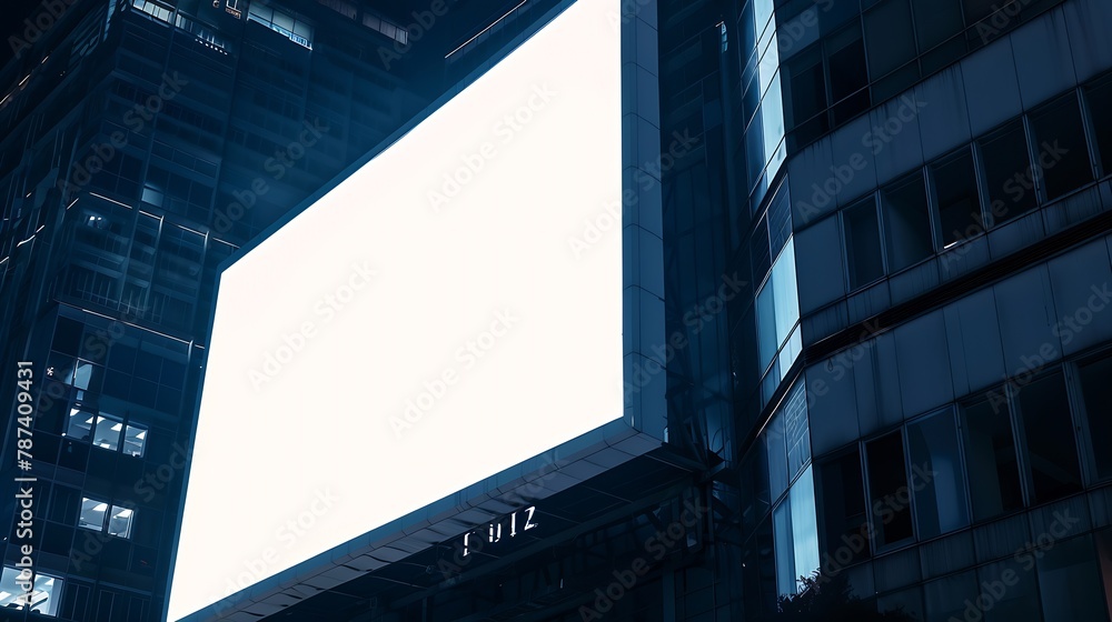 Poster blank billboard for advertisement in the front of modern residential building : generative ai