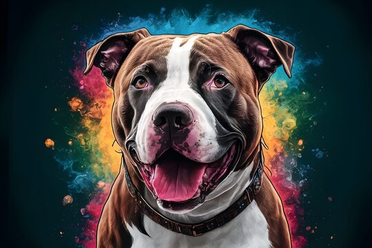 Artistic representation pitbull image portrayed with colorful art