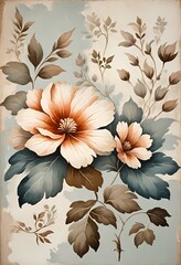 Aged Paper Floral Painting