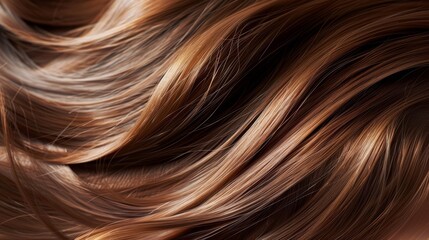 Detailed view of shiny brunette hair with light accents.