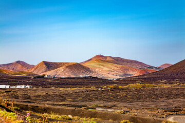 Volcanic landscape, La Geria, Island Lanzarote, Canary Islands, Spain, Europe.