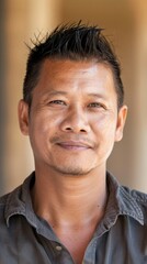 Obraz premium Confident Mature Asian Man with Casual Style Portrait