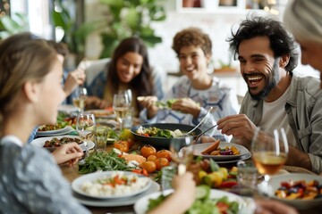 Family and friends enjoying a meal together