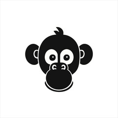 monkey silhouette illustration, a Portrait of a monkey isolated on a white background. Vector Head of Chimpanzees in line art style.