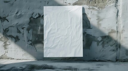 White wrinkled poster template Glued paper mockup Blank wheatpaste on textured wall Empty street art sticker mock up Clear urban glued advertising canvas Billboard advertisment adverti : Generative AI