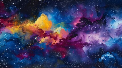  fantasy vibrant colorful space galaxy cloud nebula stary night cosmos Universe science astronomy supernova background - obrazy, fototapety, plakaty