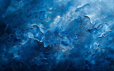 Abstract watercolor paint background in gradient deep blue hues, accentuated by a liquid fluid grunge texture
