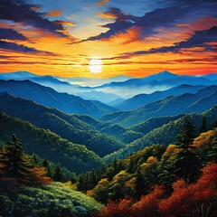 sunset over the mountains