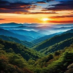 sunset in the mountains