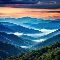 mountains in the morning