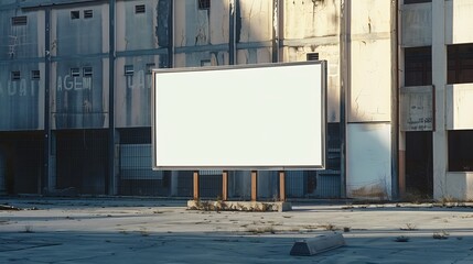 Blank advertising billboard mockup in front of industrial building : Generative AI