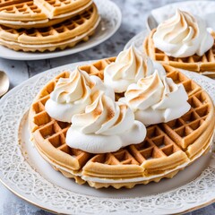 waffles with cream