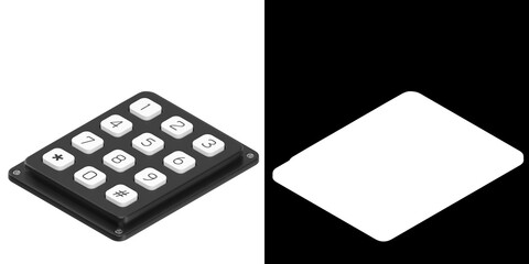 3D rendering illustration of an electronic keypad