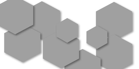 Abstract gray hexagon and hexagonal lines on white background. abstract 3d hexagonal background with shadow. Vector illustration. Hexagonal honeycomb pattern background with space for text.