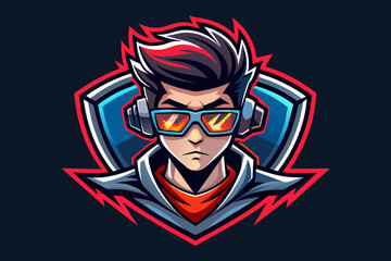 Introducing our sleek and stylish anime gamer logo! Featuring the head and shoulders of a boy with short hair and gaming glasses, this minimalistic design 