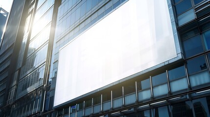 Blank white advertising billboard in front of the modern office building : Generative AI