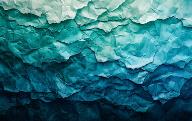Abstract watercolor painting with a gradient teal color scheme, merging blue and green shades, and a stained paper texture for background