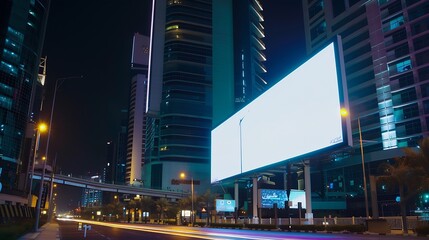 Advertisement mockup Blank empty billboard on the city street in Dubai UAE : Generative AI - obrazy, fototapety, plakaty