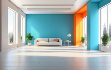 Fototapeta premium Modern bright interiors empty room design, Living room interior design