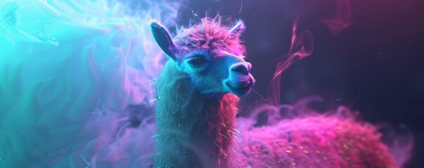 llama in neon light.