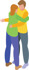 Lovely hug icon isometric vector. Happy couple. Happiness people meet