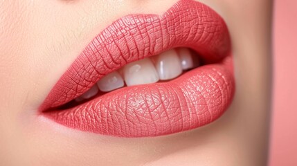 Obraz premium The sharp outline of a cupids bow giving the lips a defined and alluring shape. .