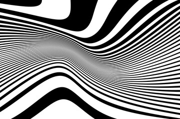 Elegant background, Digital image with a psychedelic stripes. Wave design black and white.  Vector illustration   - 787416098