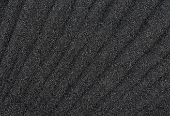 Pile of black quartz sand as background, top view. Crushed quartz. - obrazy, fototapety, plakaty