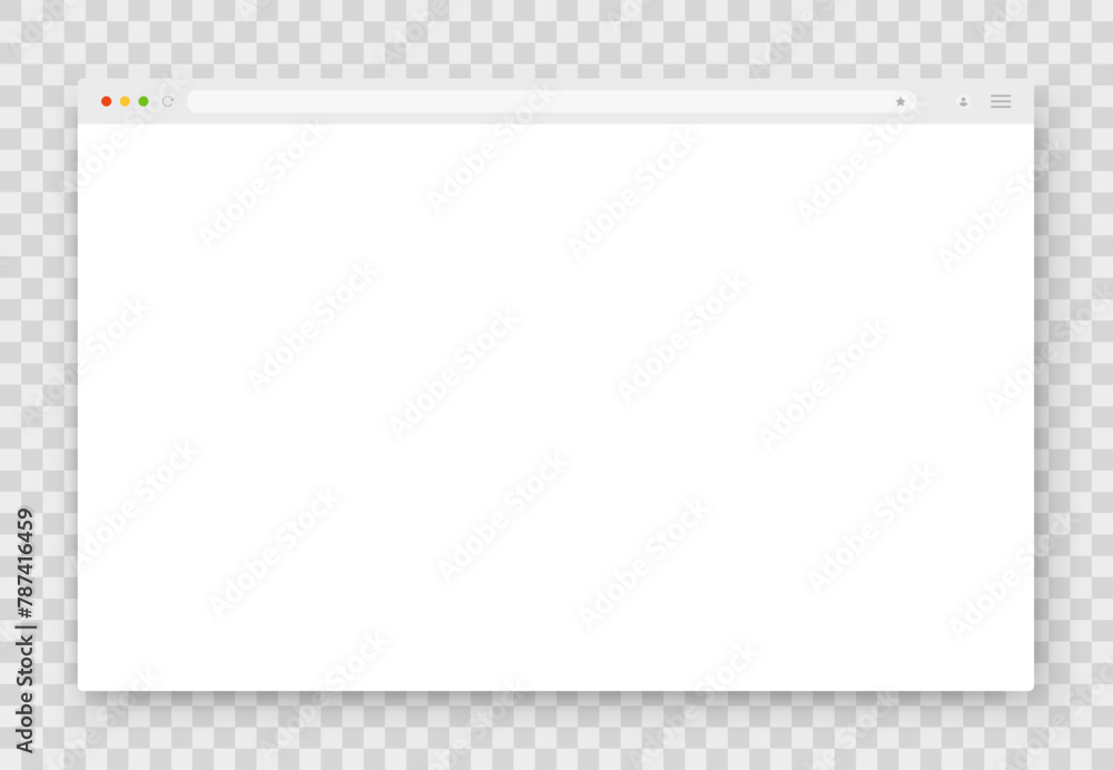 Poster browser window. realistic white empty browser window with shadow on transparent background. vector e