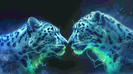 leopard in neon light.