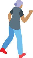 Fototapeta premium Elderly woman running icon isometric vector. Outdoor training. Active exercise