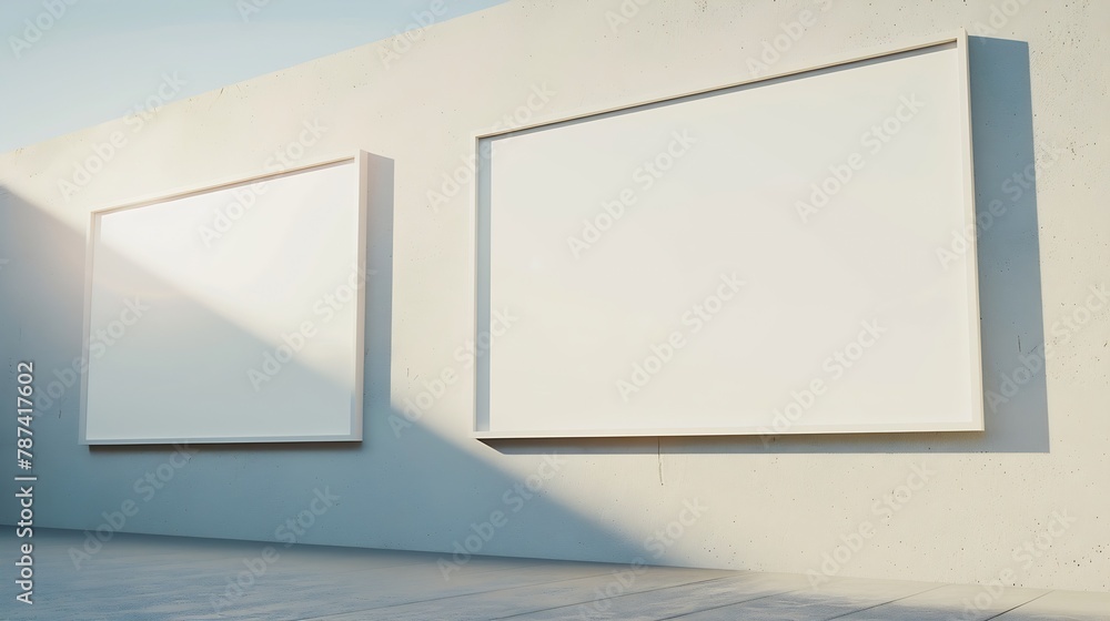 Poster two blank frame billboard mockup : generative ai