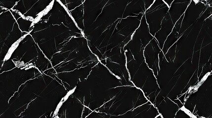 seamless texture of Nero Marquina marble with a black background and white veining