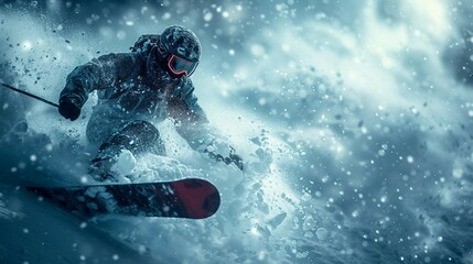 Snowboarder executing a freestyle flip. AI generate illustration - obrazy, fototapety, plakaty