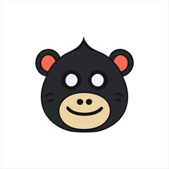 monkey silhouette illustration, a Portrait of a monkey isolated on a white background. Vector Head of Chimpanzees in line art style.