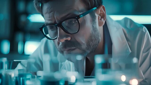 a biotech scientist viewing cultures in petri dishes, focusing on biotechnology research and development