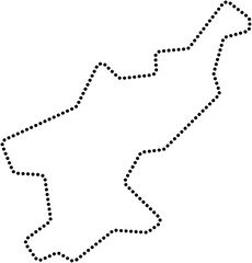 dot line drawing of north korea map.