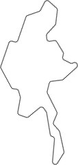 dot line drawing of myanmar map.