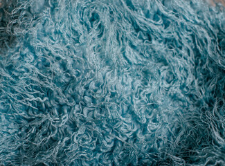blue knitted fabric, fur closeup blanket