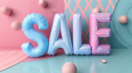 Vibrant 3D Sale Balloon Letters Promotion Design